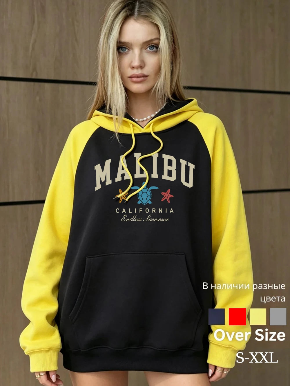 Sweat à capuche raglan Malibu California pour femmes