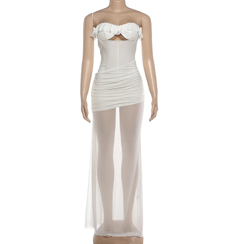 Robe longue bustier sans bretelles pour femmes