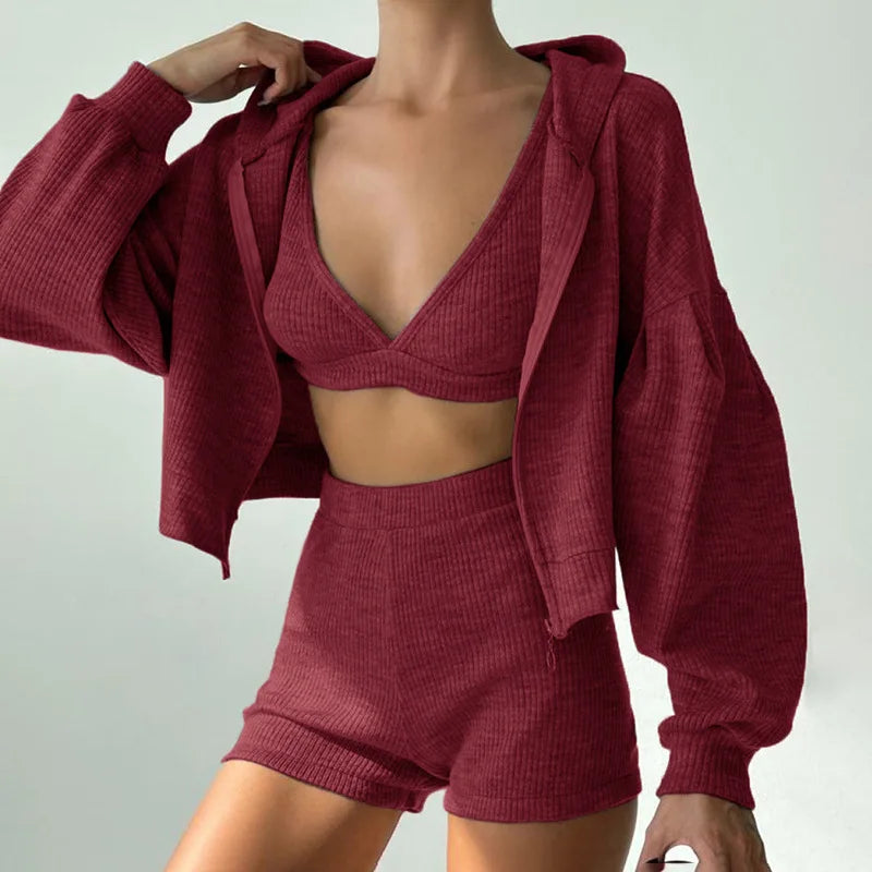 Ensemble trois pièces short ample et décontracté pour femmes