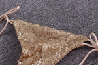 Maillot de bain deux pièces à paillettes brillantes pour femmes