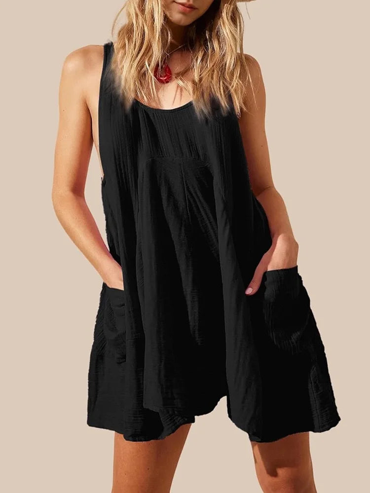Robe Courte Ample Femme – Unie et Sans Manches