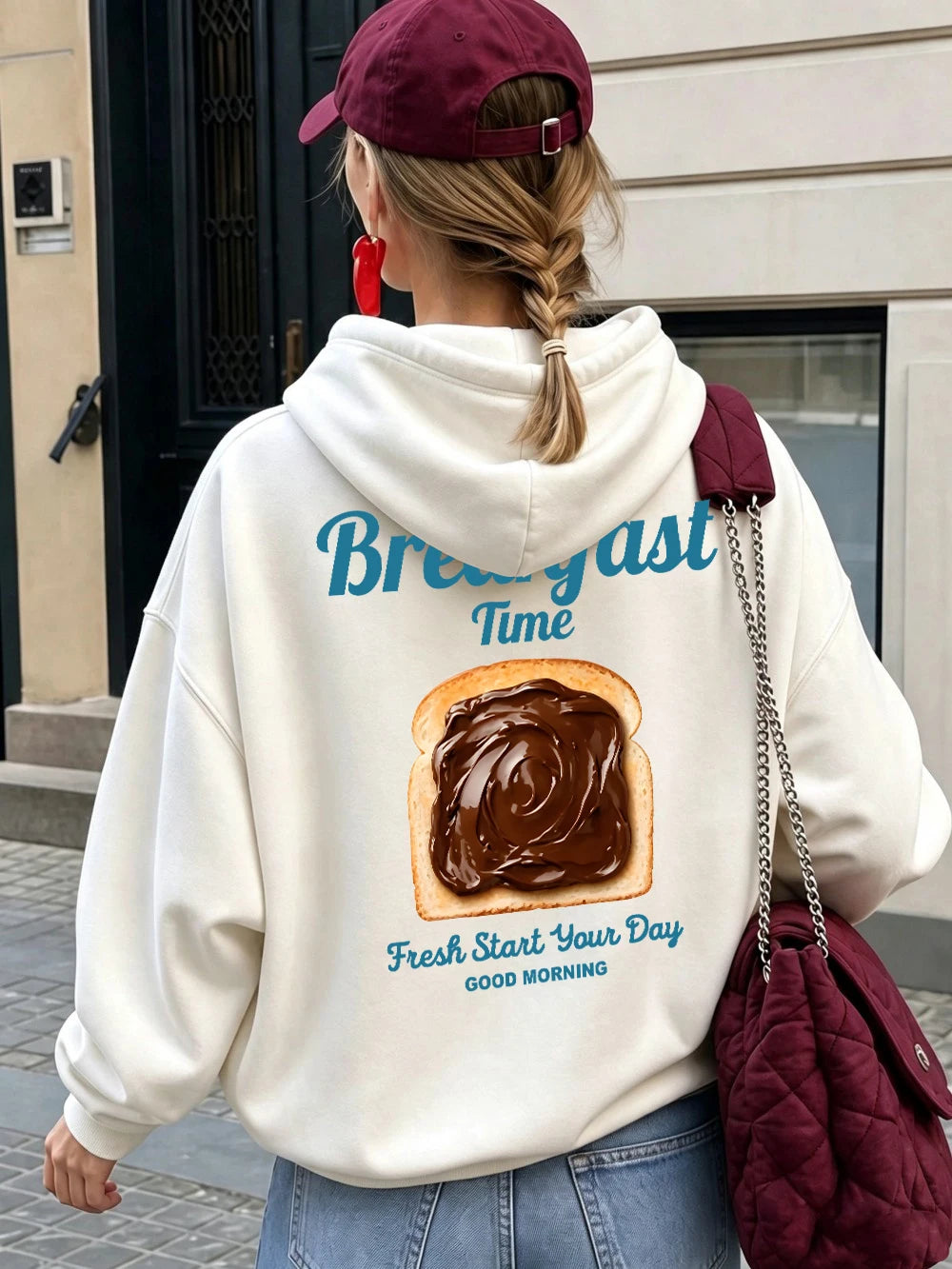 Sweat-shirt à capuche imprimé « Chocolate Toast Breakfast » pour femmes