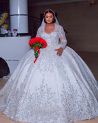 Robe de mariée avec col en V pour femmes
