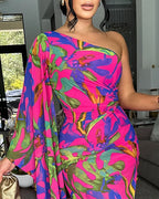 Robe de soirée longue sexy et élégante à imprimé intégral pour femmes