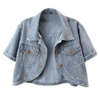 Veste en jean rose à manches courtes pour femmes