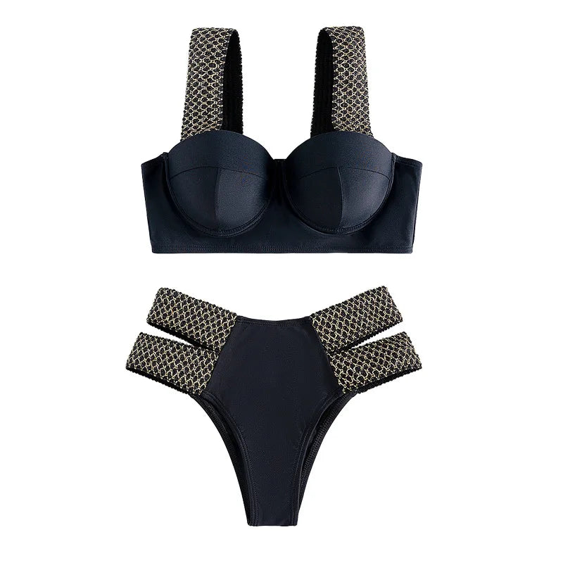 Maillots de bain deux pièces rembourrés push-up bandage pour femmes