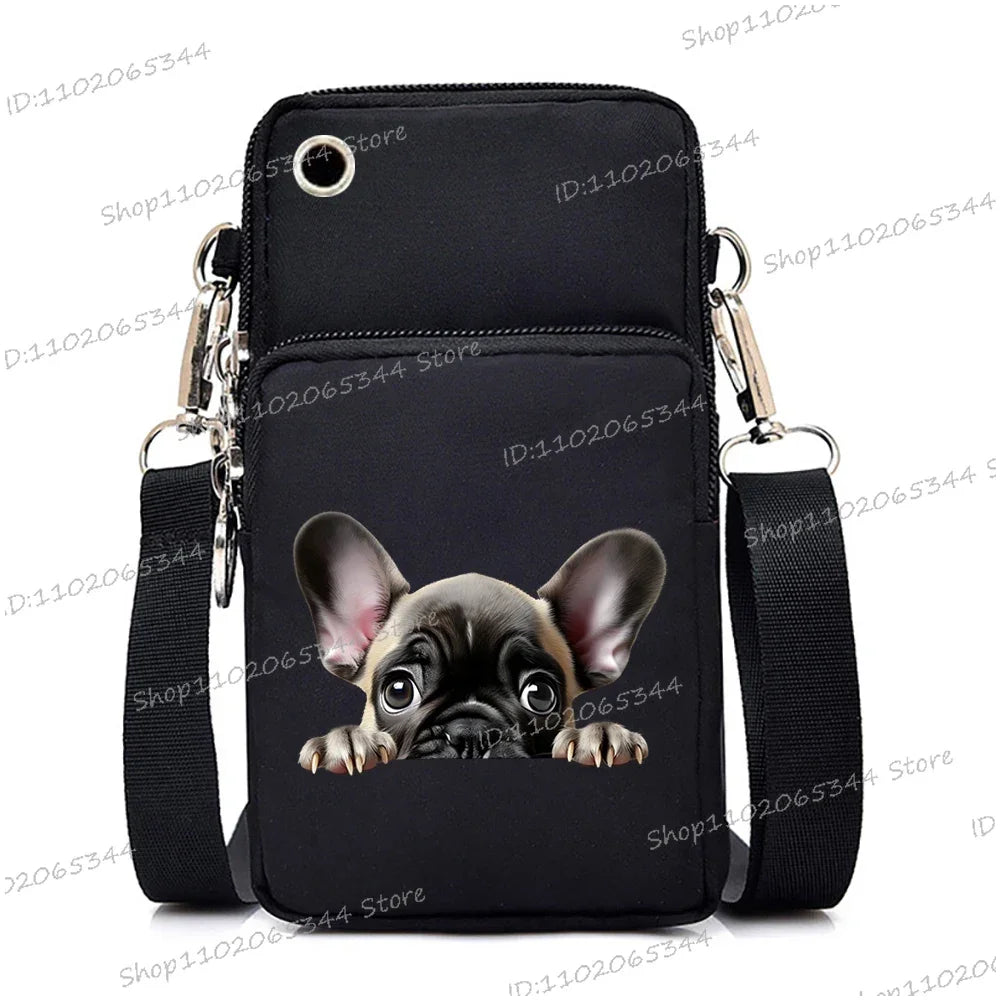 Sac à main pour téléphone portable imprimé chien 3D pour femmes