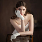 Gants de poignet en satin blanc pour femmes