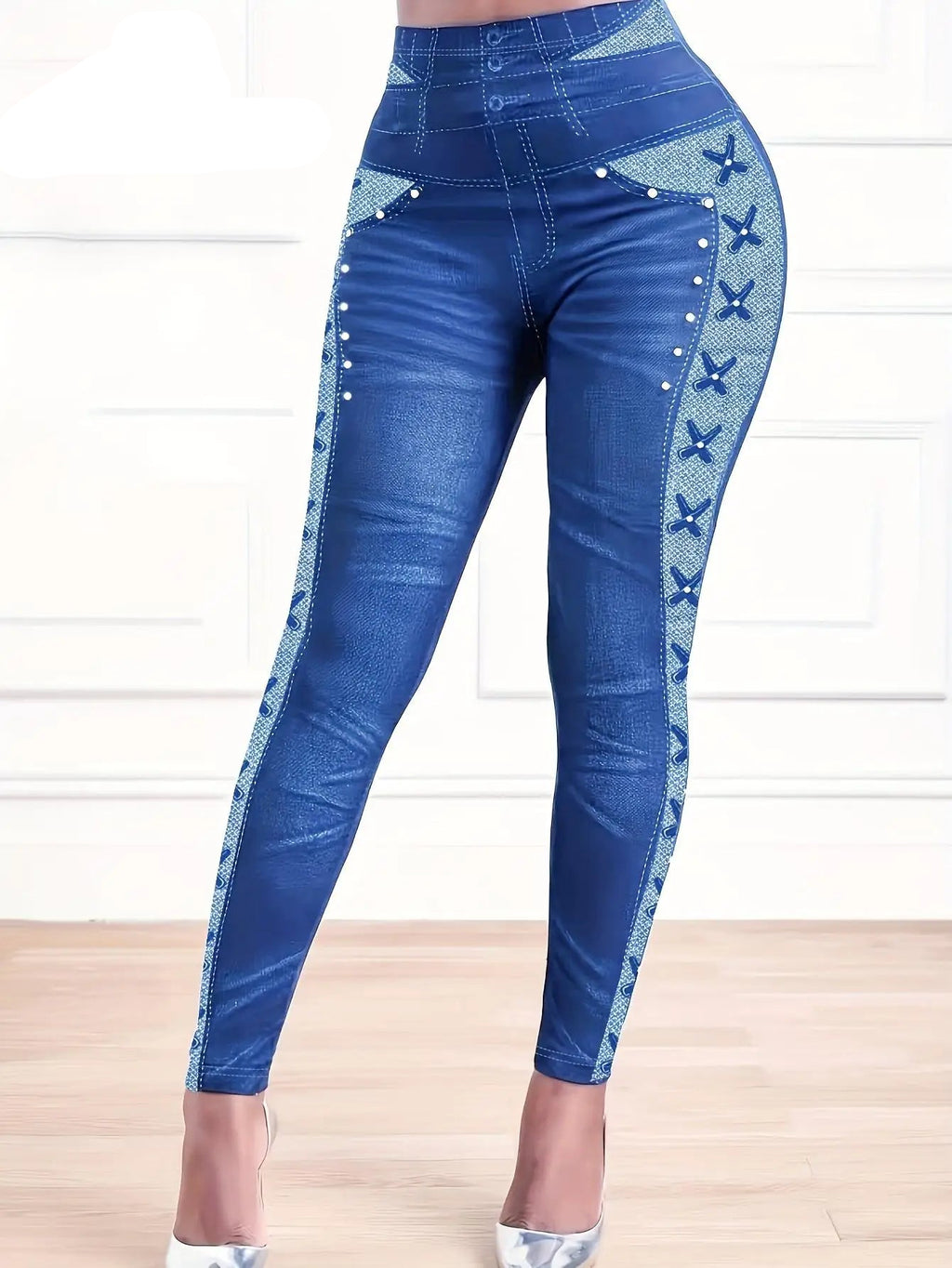 Legging en denim imprimé en 3D pour femmes