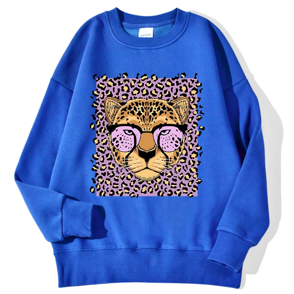 Sweat-shirt à capuche imprimé léopard et soleil pour femmes
