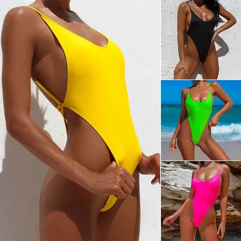 Maillot de bain une pièce, string, croisé, dos nu, diamant, coupe haute, pour femmes
