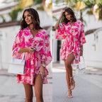 Robe courte à manches bouffantes pour femmes
