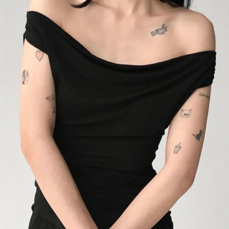 Tops à manches courtes et épaules nues pour femmes