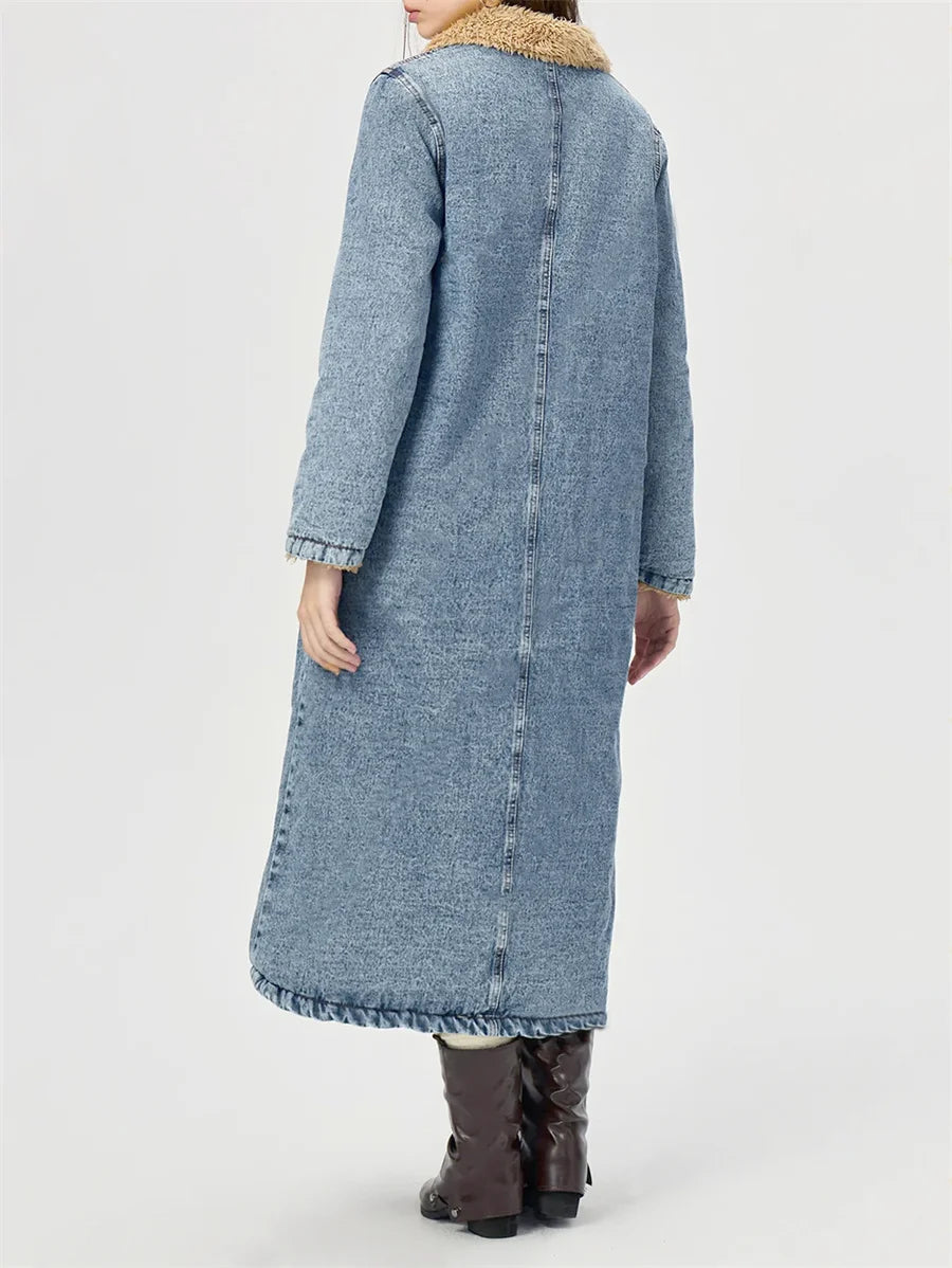 Veste en jean épaisse à simple boutonnage pour femmes