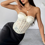 Débardeurs corset en dentelle sans bretelles pour femmes