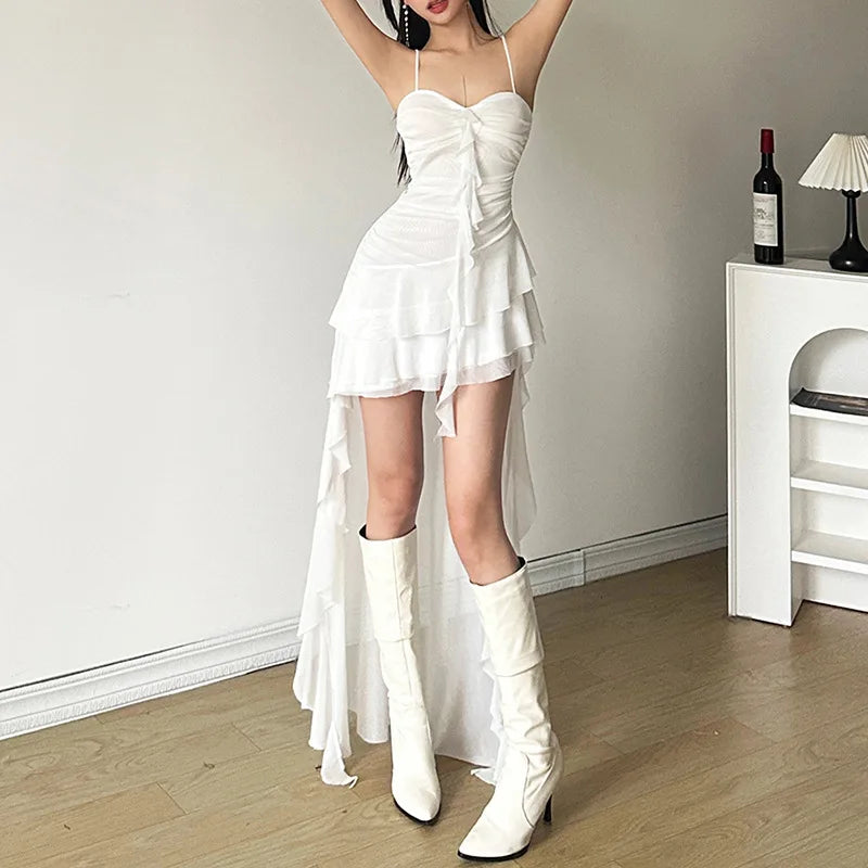 Robe à volants dos nu pour femmes