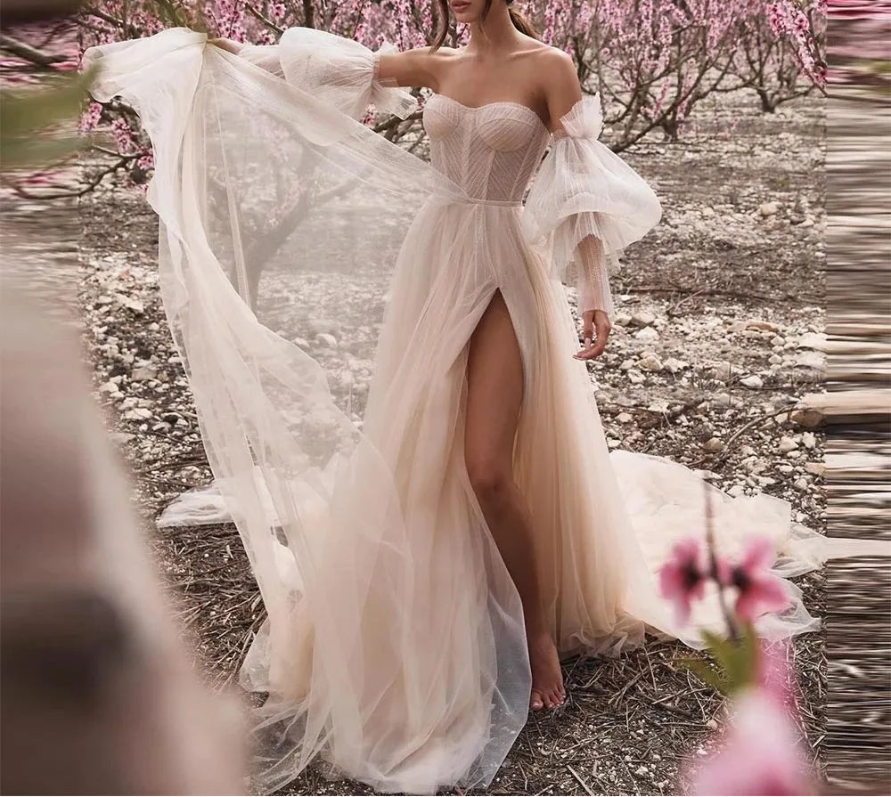 Robes de mariée manches bouffantes pour femmes