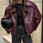 Veste en cuir ample et tendance pour femmes