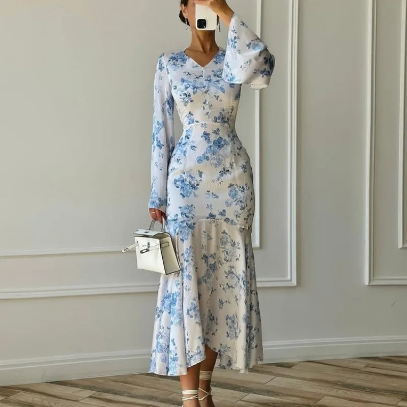 Robe longue élégante à fleurs pour femmes