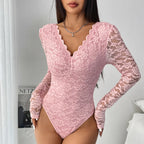 Body élégant en dentelle florale pour femmes