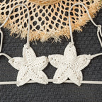 Maillot de bain deux pièces tricoté ajouré avec étoile à cinq branches pour femmes