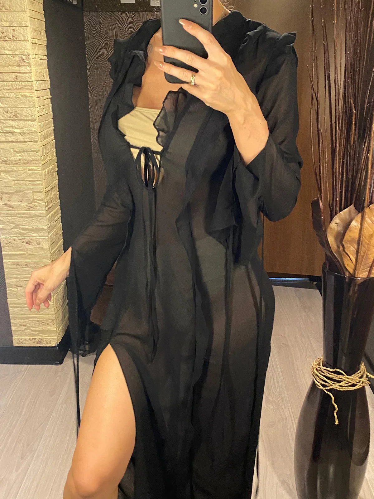 Robe de plage longue fendue pour femmes
