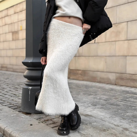 Jupe Longue en Maille Femme – Taille Haute et Ajustée