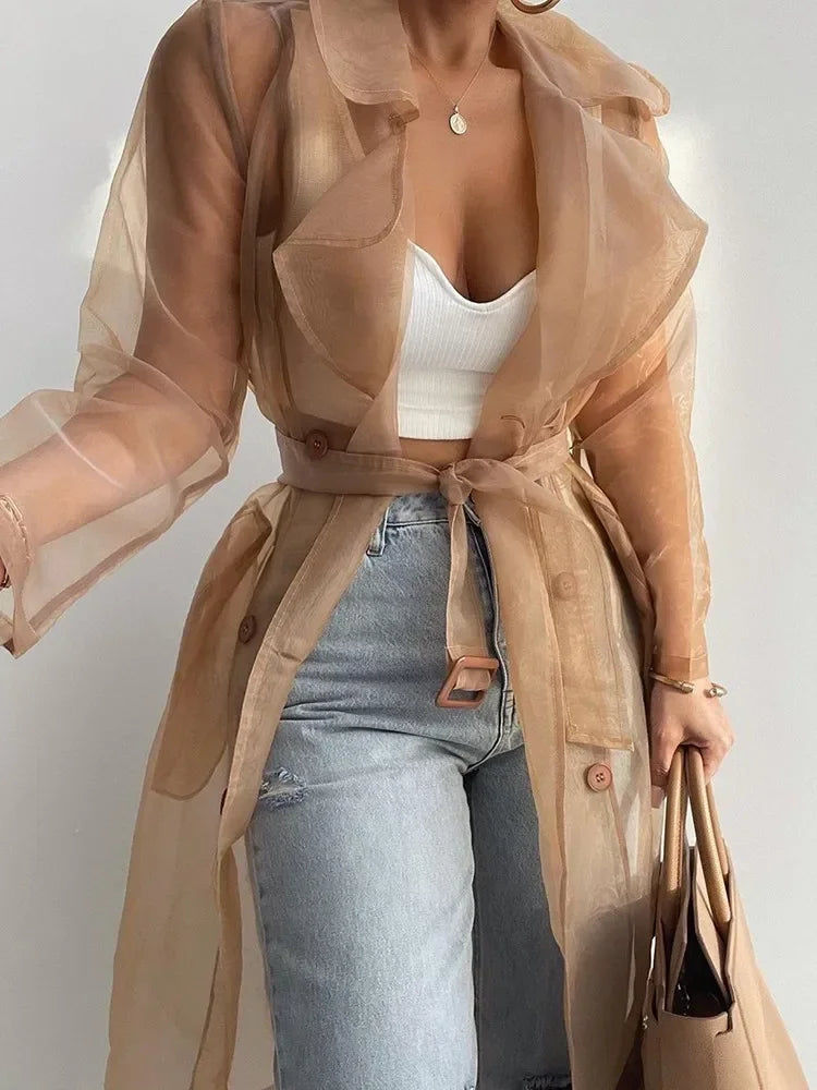 Manteau boutonné à manches longues pour femmes