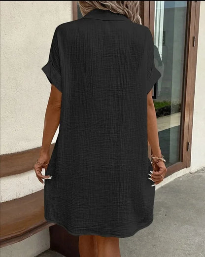 Robe Col V Femme – Boutons et Style Minimaliste