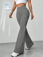 Pantalon évasé pied-de-poule pour femmes