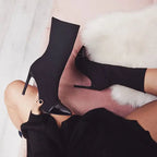 Bottes pointues en tissu élastique pour femmes