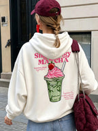 Sweat à capuche imprimé fraise et matcha pour femmes