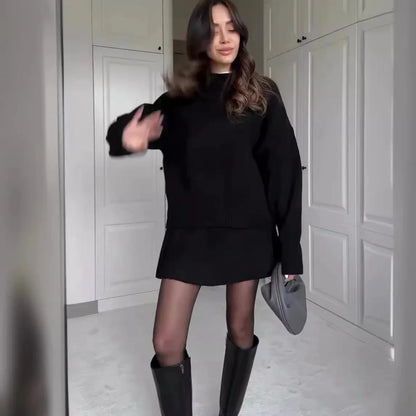 Ensemble Femme 2 Pièces en Maille – Pull et Jupe