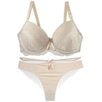 Ensemble de soutien-gorge et culotte avec nœud en dentelle pour femmes