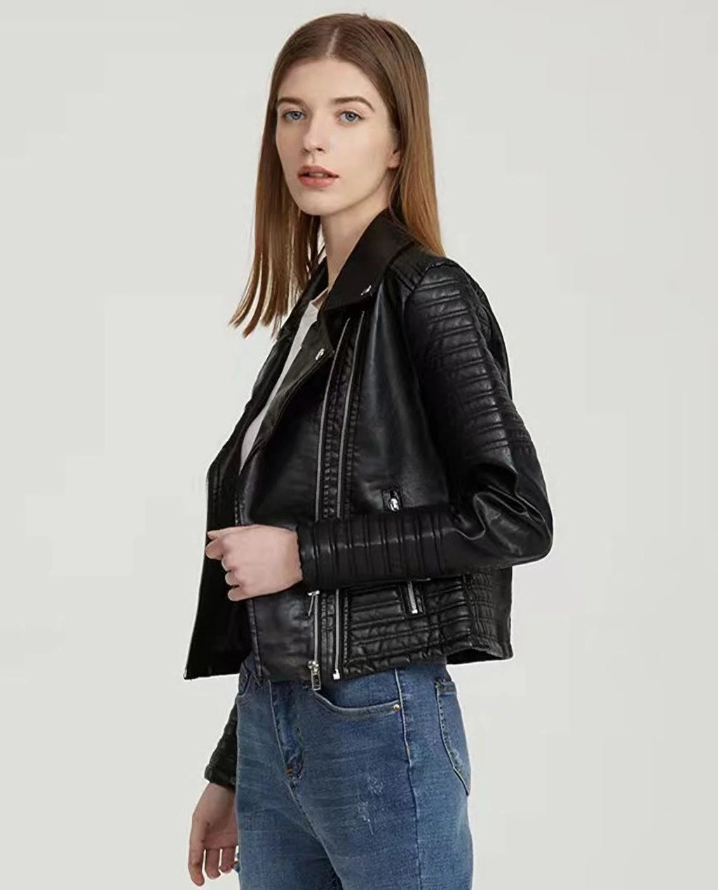 Vestes en cuir faux cuir pour femmes