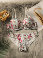 Ensemble de lingerie à motif imprimé floral pour femmes