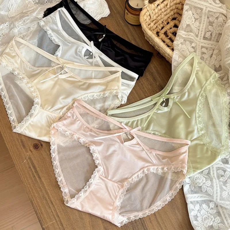 Culotte Satin Femme – Dentelle Transparente et Taille Basse