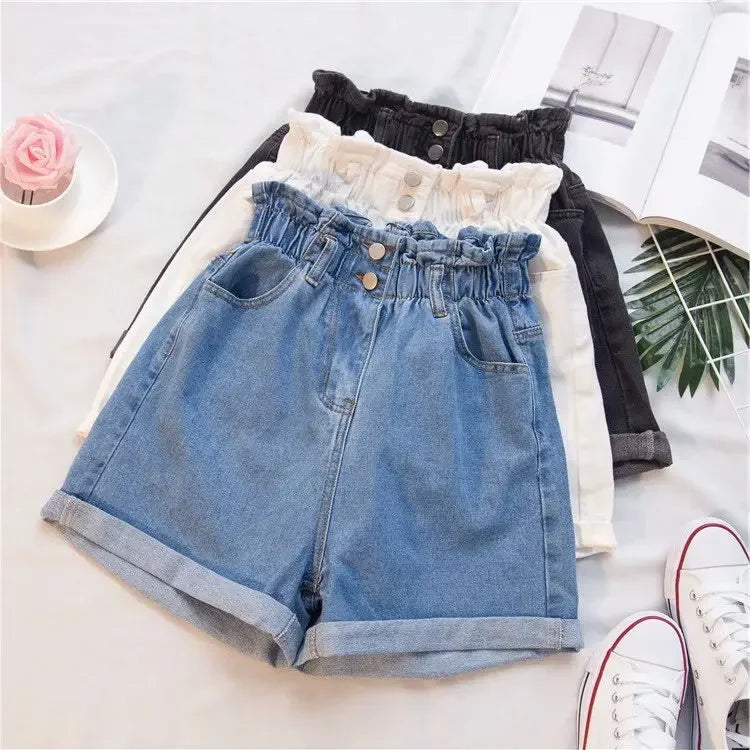 Shorts en jean amples coupe trapèze pour femmes