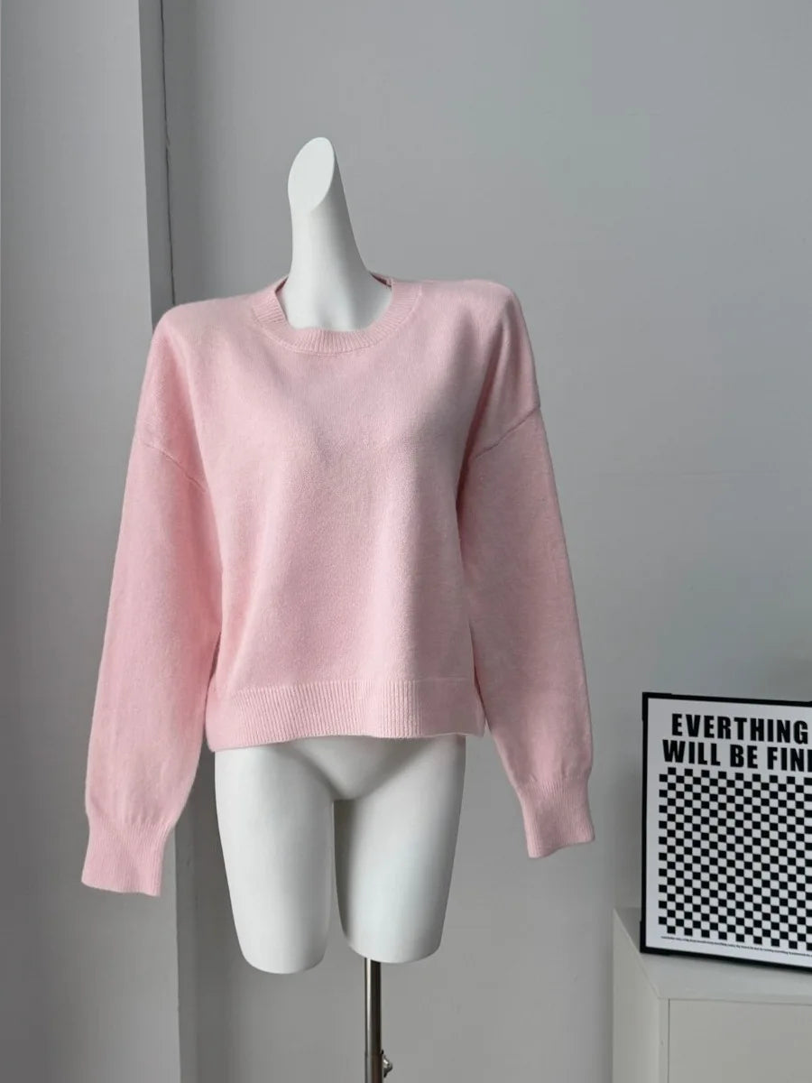 Pull à col rond et manches courtes pour femmes