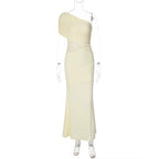 Robe longue asymétrique en dentelle pour femmes
