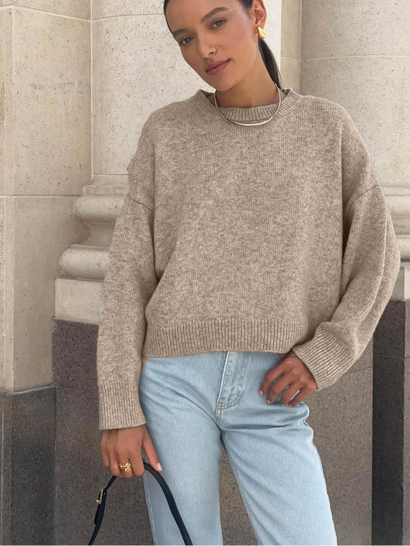 Pull à col rond et manches courtes pour femmes