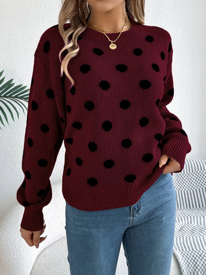 Pull à Pois Femme – Maille et Motifs Contrastés
