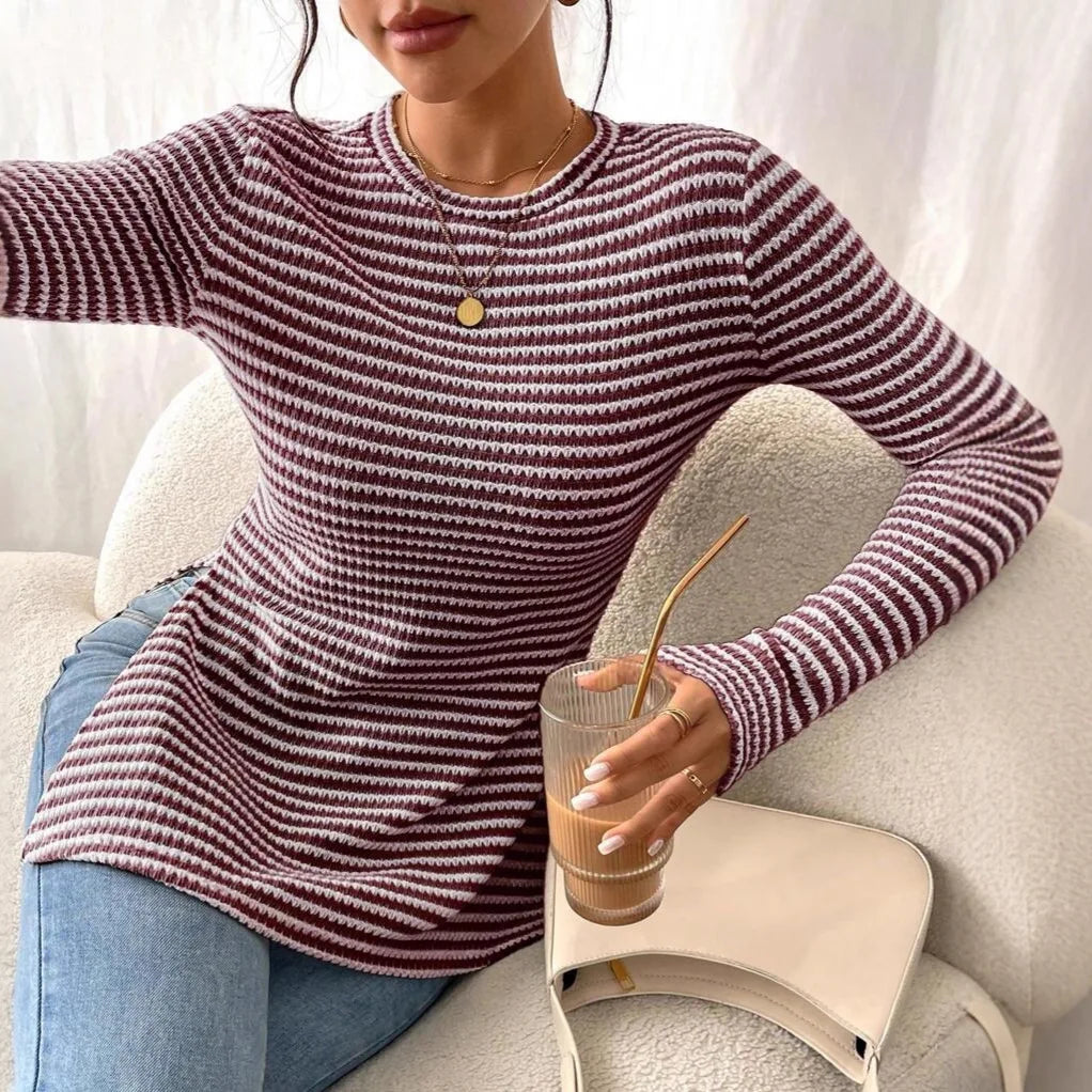 T-shirt en tricot à manches fendues pour femmes