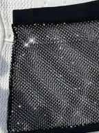 Maillots de bain trois pièces avec damant brillant résille jupe micro pour femmes