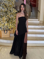 Robe longue en ruban sans bretelles pour femmes