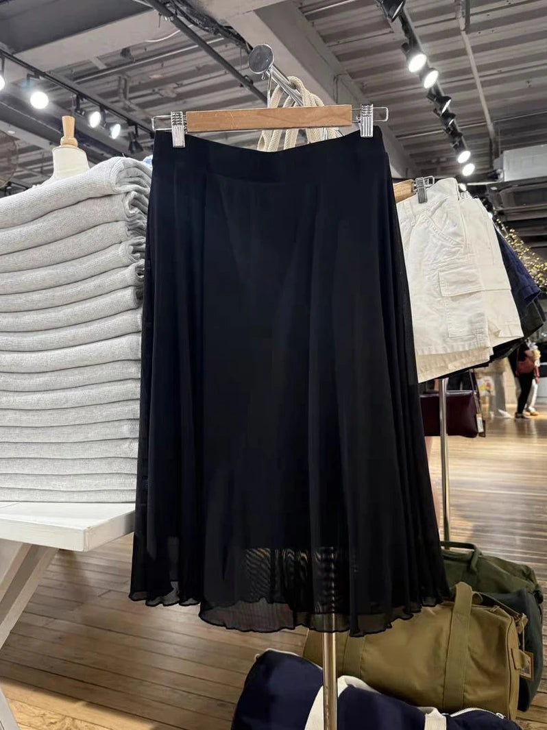 Jupe en maille noire à ourlet champignon pour femmes