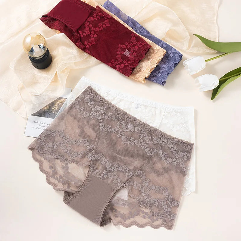 Culotte sexy en dentelle brodée de fleurs pour femmes