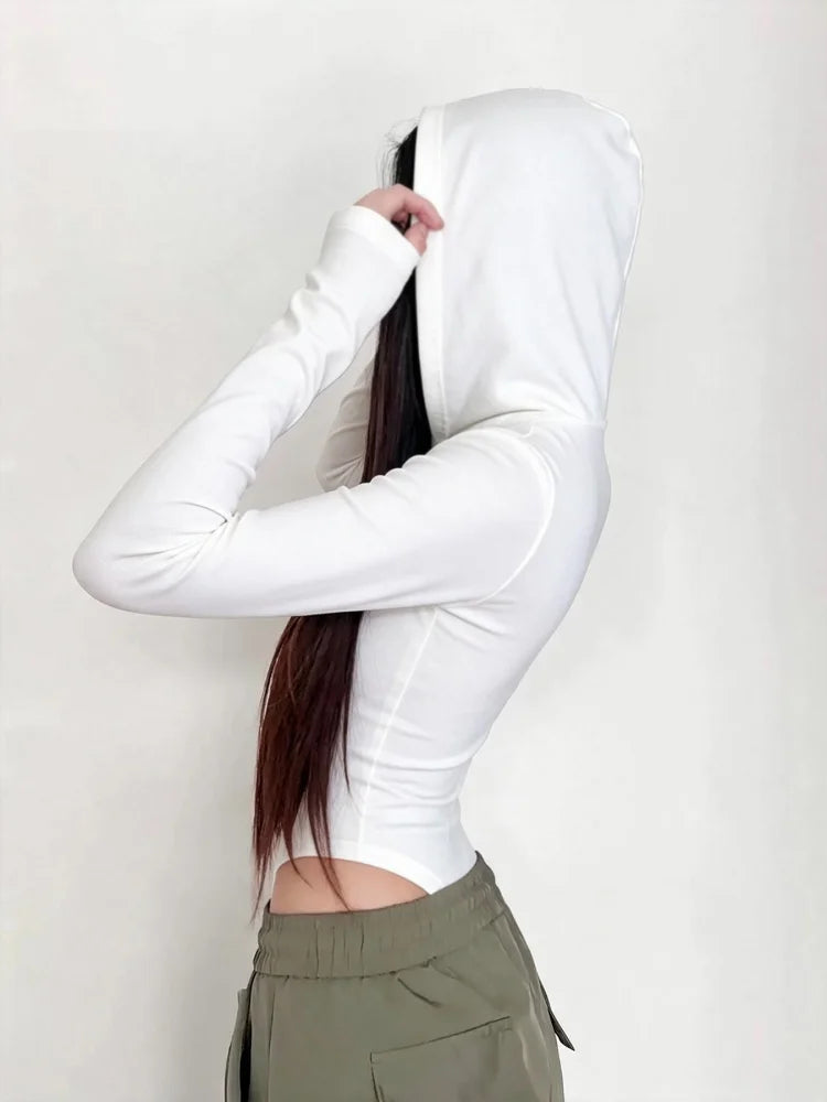 Body Zippé à Capuche et Manches Longues – Style Décontracté