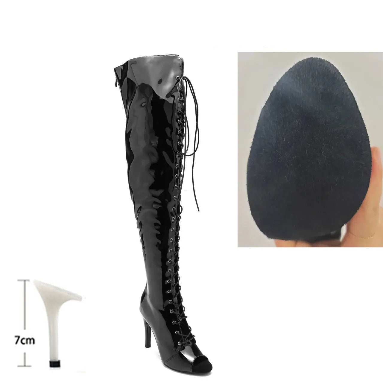 Bottes à lacets au-dessus du genou à talons aiguilles pour femmes