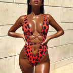 Maillot de bain une pièce décolleté en V profond pour femmes
